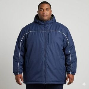 Canyon Ridge Navy Blue Hooded Parka Quilted Fleece Lined Heavy Winter 3XL